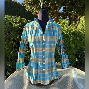 Beluva San Francisco Button Up Plaid Blouse - size S